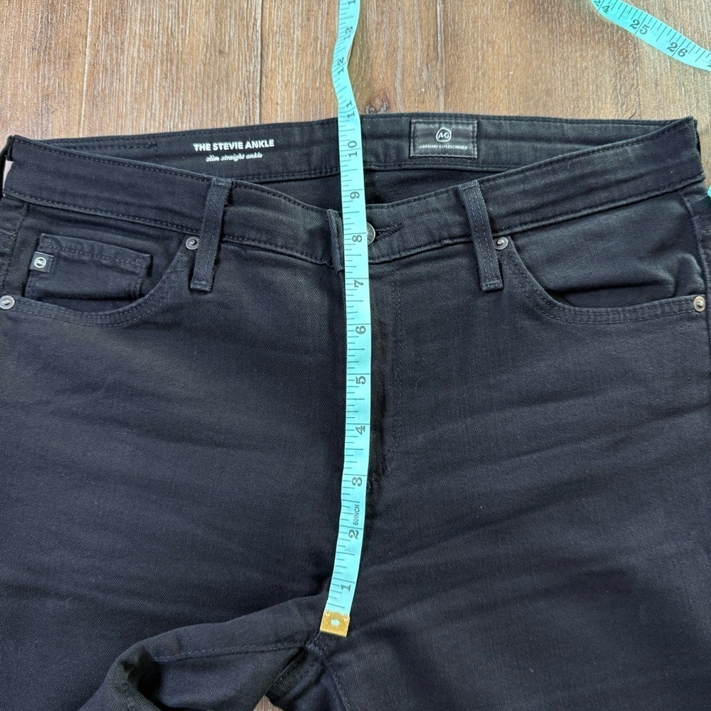AG The Stevie Ankle Slim Straight Jeans Raw hem Black Step Crop Mid Rise - Picture 5 of 11